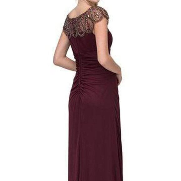 NWT Eureka Fashion R216SC Evening Dress Chiffon Red Size S - Picture 3 of 6
